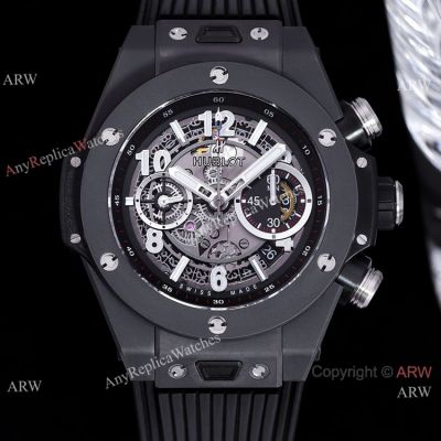 Swiss Grade Copy Hublot Unico Black Migic Watch 44mm for Sale